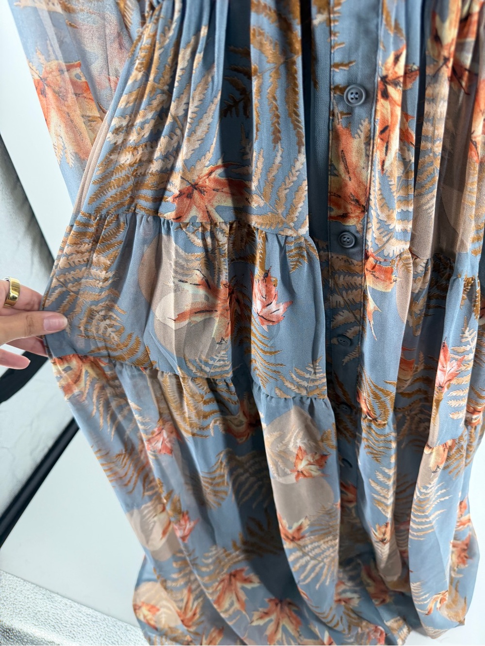 Long Sleeve Floral Blue Maxi Dress- Red Dress Boutique - Like New - Picture 6 of 11